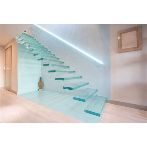 Floating Staircase Glass Steps Glass Railing GRT-FS01 - GRT Building Materials