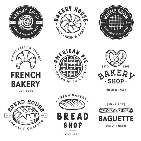 Bakery Logo, Pattern, Template Set | Bakery logo design, Bakery logo ...