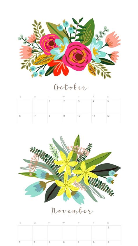 Beautiful Floral 2019 Calendar & Monthly Planner {Free Printables!} - A Piece Of Rainbow