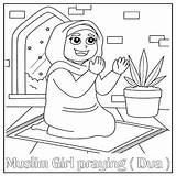 Ramadan Mubark Coloring Page  Muslim Girl Praying Dua Sheet sketch template