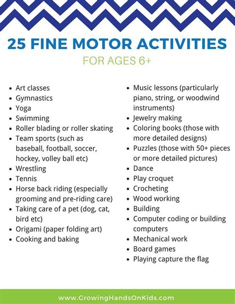 Click to get a free printable download of this list. 25 fine motor ...