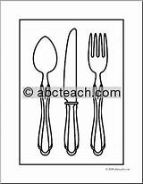 Clip Art Silverware coloring page I Abcteachcom sketch template