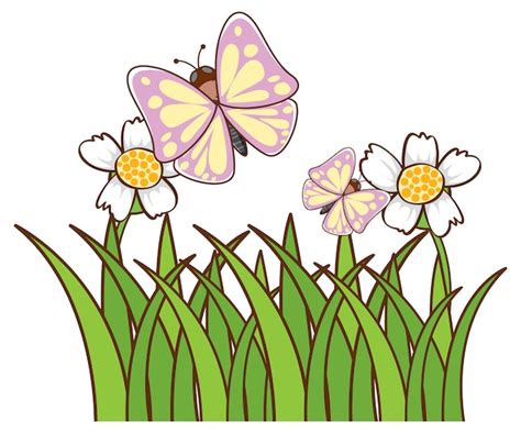 Free Vector | Butterflies in garden on white