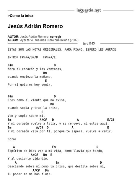 COMO LA BRISA, Jesús Adrián Romero - Acordes | PDF