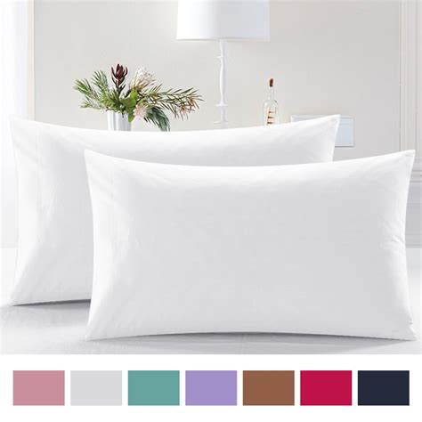 ANMINY 400 Thread Count White Egyptian Cotton Pillowcases, Standard, (2 ...