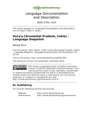 Fillable Online Kera'a (Arunachal Pradesh, India) - Language Snapshot Fax Email Print - pdfFiller