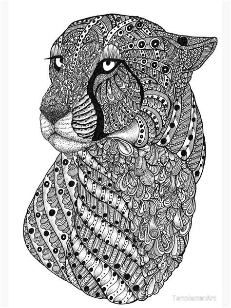 "Zentangle Art Black and White Cheetah" Canvas Print for Sale by ...