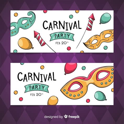 Free Vector | Hand drawn carnival banners