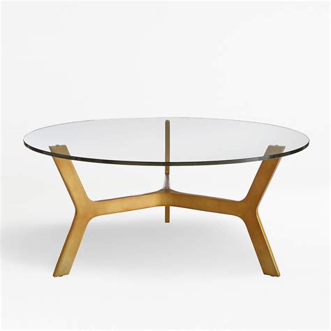 Elke Round Glass Coffee Table with Brass Base + Reviews | Crate & Barrel Canada