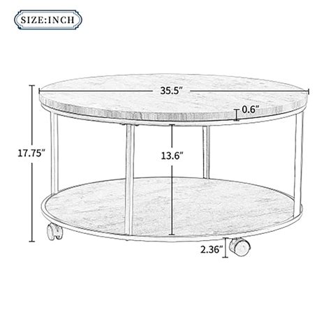 Clihome Round Coffee Tables Brown Mdf Rustic Coffee Table with Storage at Lowes.com