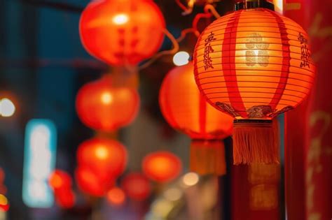 Premium Photo | Red Chinese Paper Lanterns Chinese new year lanterns in ...