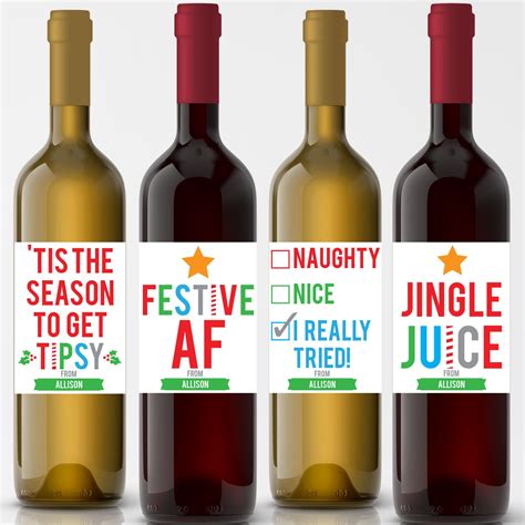 Funny Wine Labels Christmas Wine Labels Holiday Wine Label | Etsy