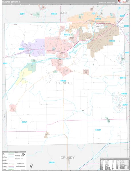 Kendall County, IL Wall Map Premium Style by MarketMAPS - MapSales