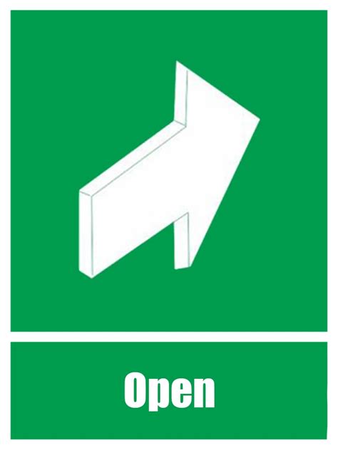 Green Fire Sign Stickers Emergency Exit L For Walls And Floors Open ...