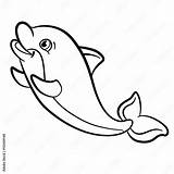Coloring Pages Marine Wild animals Little Cute Baby dolphin Stock  sketch template