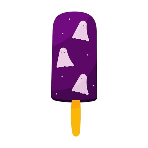 Premium Vector | Ice cream cake ghost halloween scary element icon purple vector illustration