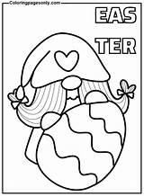 Gnome Easter And Egg Coloring Page  Free Printable Pages sketch template
