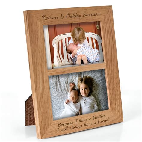 Personalised Oak Portrait Double Photo Frame