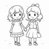 Friends Holding Hands Coloring Pages sketch template