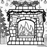 Christmas fireplace coloring Page Download Or Print For Free sketch template