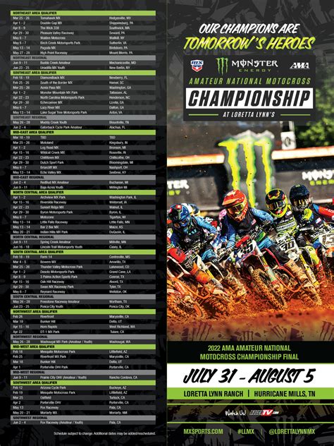 2023 Monster Energy AMA Amateur National Motocross Championship Dates ...