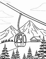 Cable car At A Ski Resort coloring Page sketch template