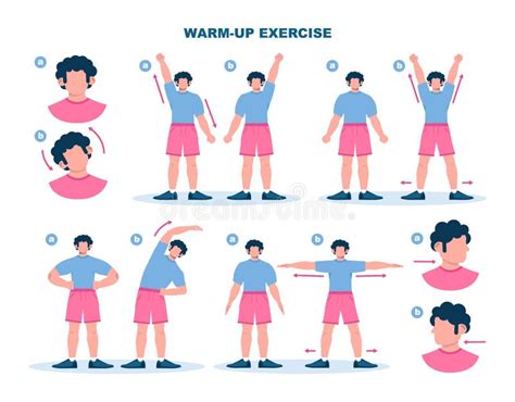 Warm-up Exercise Set before Workout. Stretch Muscles Stock Vector ...