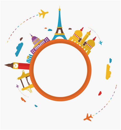 World Travel Clip Art Round Vector Elements Aircraft - Airplane Travel Vector Png, Transparent ...