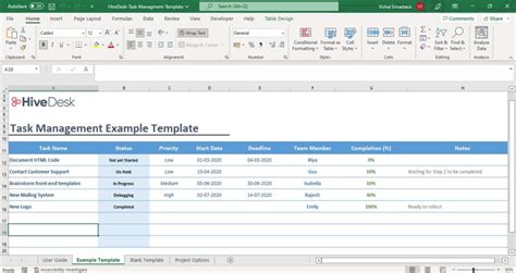 Task Management Template | Free Template in Excel