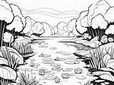Splendid Pond Coloring  Page sketch template