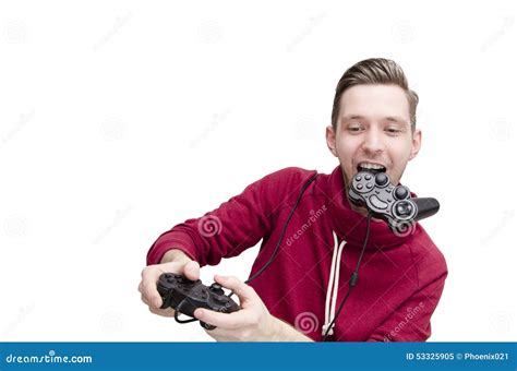 Young Guy Playing Video Game Funny Stock Image - Image of male, beard: 53325905