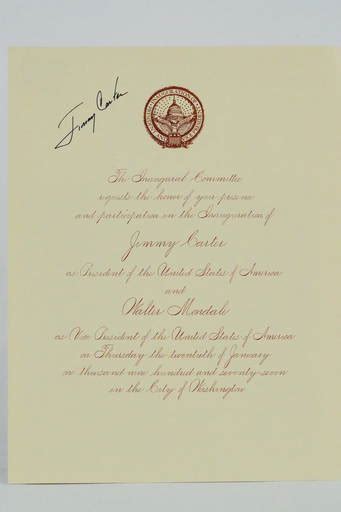 Signed Jimmy Carter Inauguration Invitation