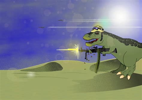 T-rex wid a machine gun by waztizname on DeviantArt