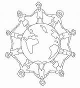 Globe Coloring Page Multicultural Crafts With Hands Pages sketch template
