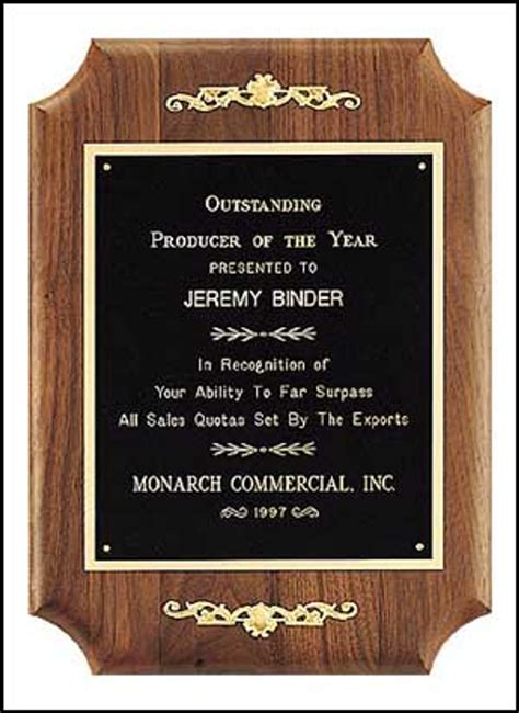 Solid Walnut Recognition Award Plaque, Laser Engraved