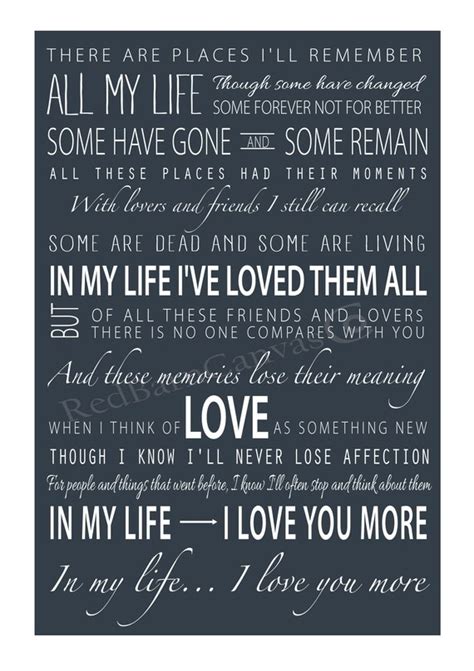 In My Life Beatles Lyrics on Canvas for the Music Lover - Etsy