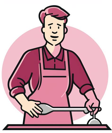 Premium Photo | A cartoon man in aprons is cooking a meal with a spoon generative ai