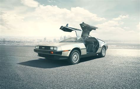 car, road, DMC DeLorean, 720P, clouds, DeLorean, DMC HD Wallpaper