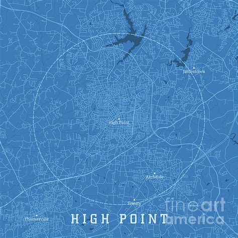 High Point NC City Vector Road Map Blue Text Beach Sheet by Frank ...