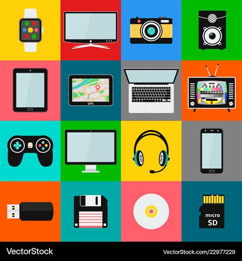 Set of technology and multimedia devices icons Vector Image