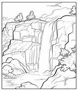 Realistic Waterfall Coloring Pages sketch template