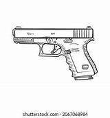 Line Drawing Glock 17 Sketch Coloring Page sketch template
