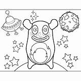 Space Alien Horns Coloring Page sketch template