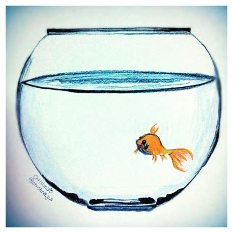 Fish in a fishbowl art | Fish tank drawing, Space drawings, Fish art