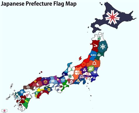 Japanese Prefecture Flag Map | Japanese prefectures, Japan prefectures ...