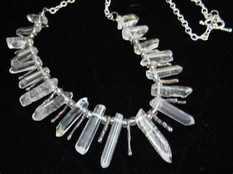 Necklace, of natural quartz points and silver. Jewelry by Karen artfire.com/ext/shop/studio ...