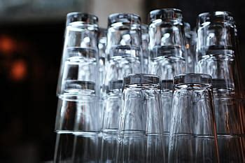 Empty Glass, Macro, Clear, glass, coca cola, cola, logo, transparent, empty, dark background ...