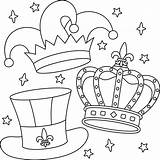 Mardi Gras King Crown And Jester Hat Coloring Page 15867612 Vector Art  sketch template