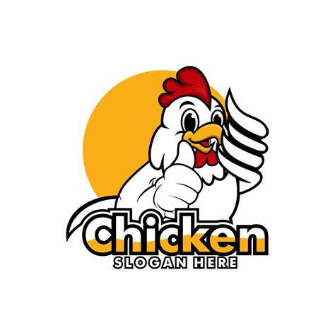 Chicken Logo Cartoon Character. A funny Cartoon Rooster chicken giving a thumbs up. Vector logo ...