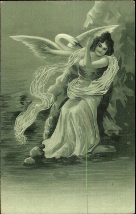 Art Nouveau Fantasy - Greek Myth - Leda and the Swan - Zeus c1910 Postcard | Topics ...
